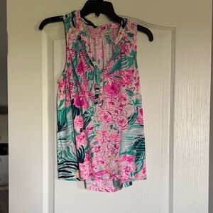 Lilly Pulitzer Pink and Green Floral Tank Top